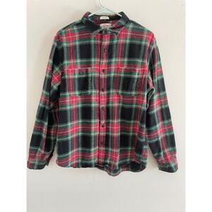 J. Crew Classic Plaid Flannel Shirt Red Green Size L Women's Size‎ Small Men's